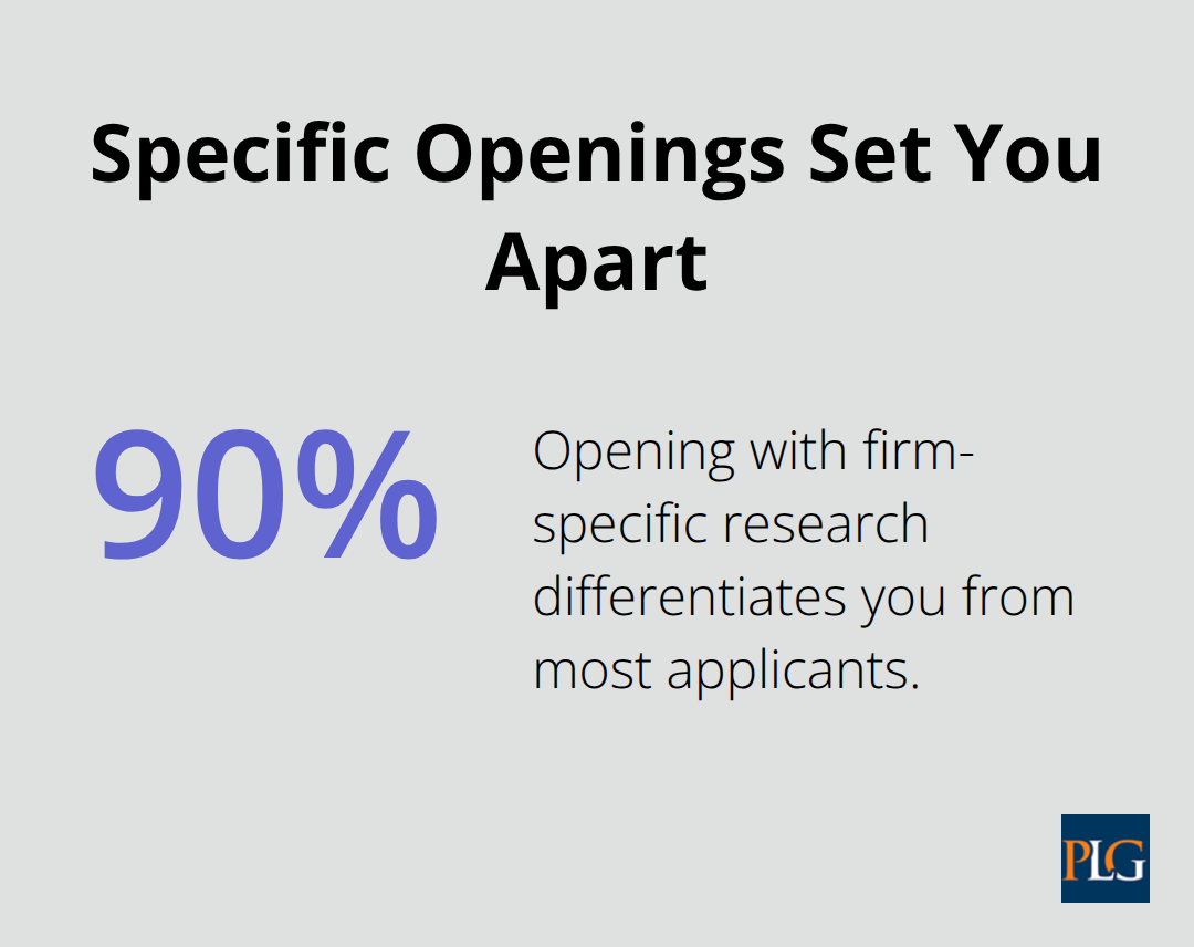 Chart showing that specific, research-backed openings set candidates apart from most applicants.