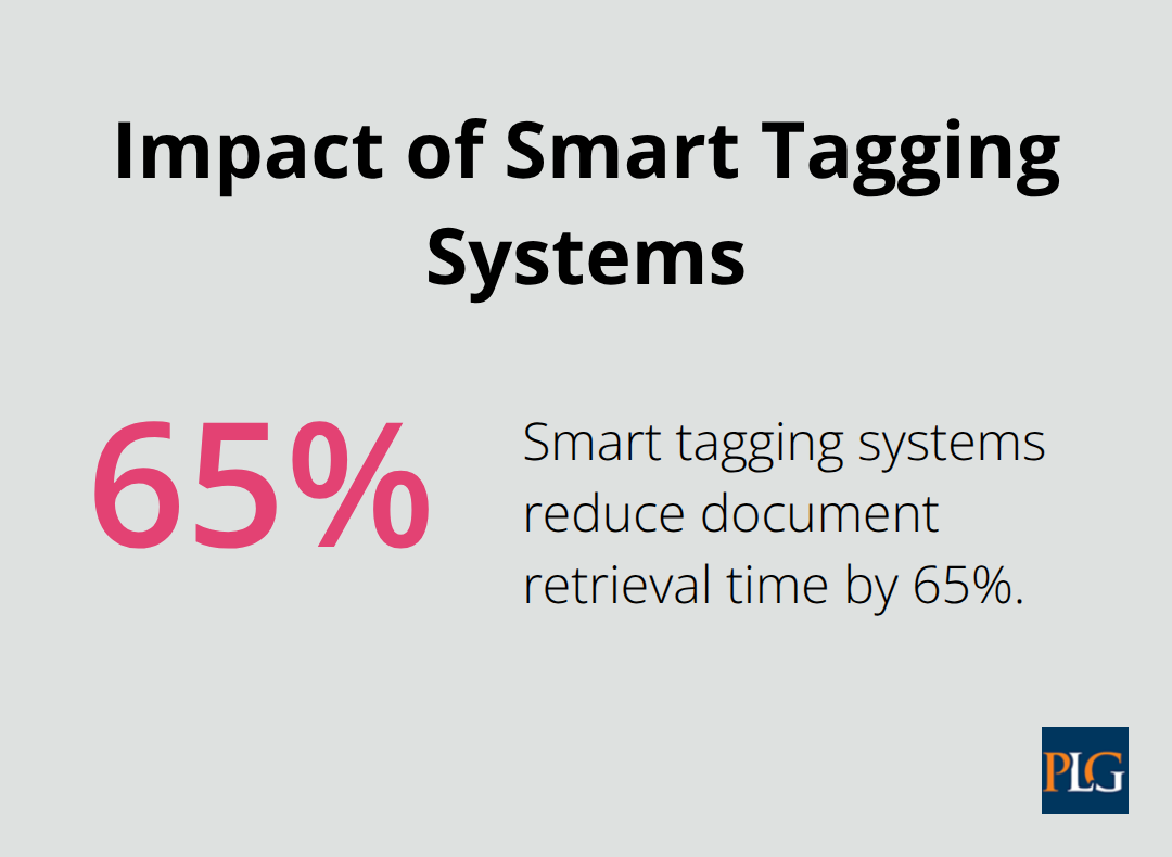 Chart showing 65% reduction in document retrieval time with smart tagging systems