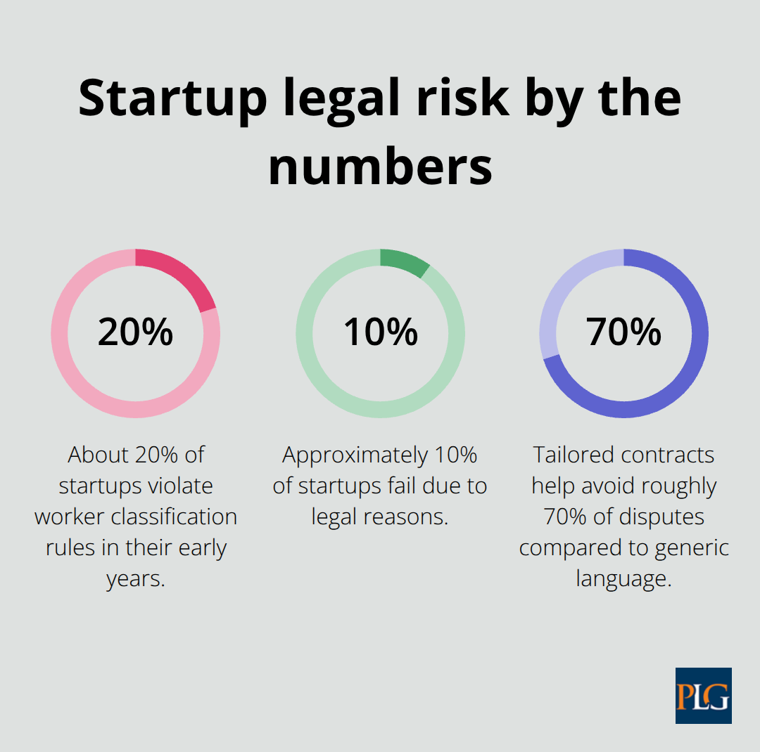 Key percentages on startup legal risks for U.S. startups