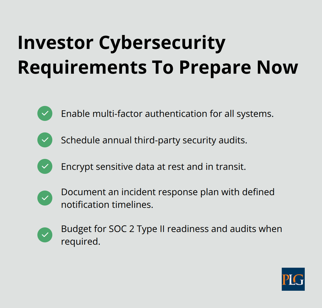 Checklist of cybersecurity controls commonly required in modern term sheets - startup legal advice 2026
