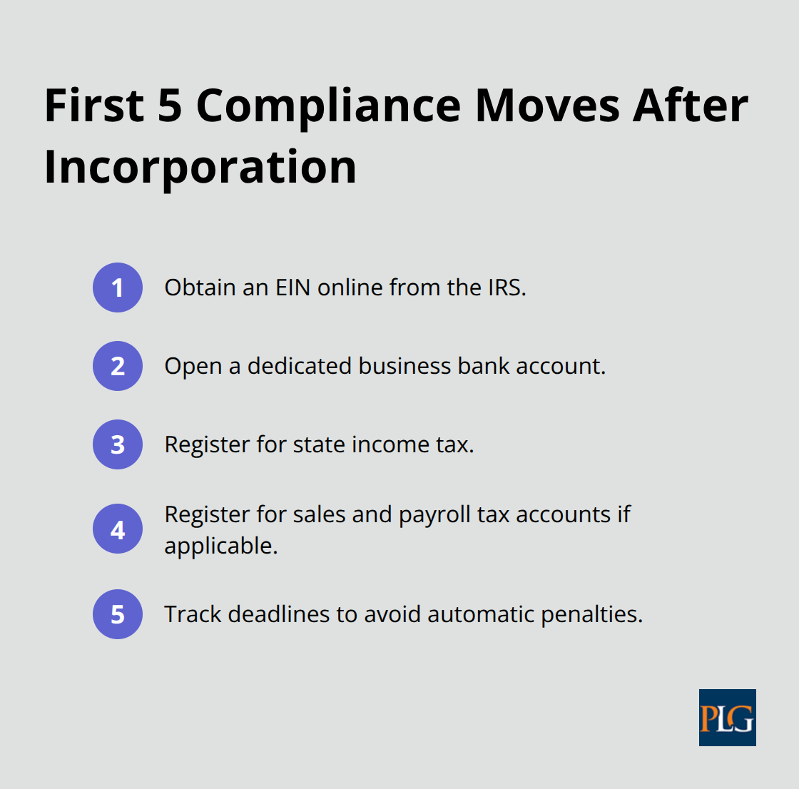 Quick-start compliance checklist for new U.S. startups.