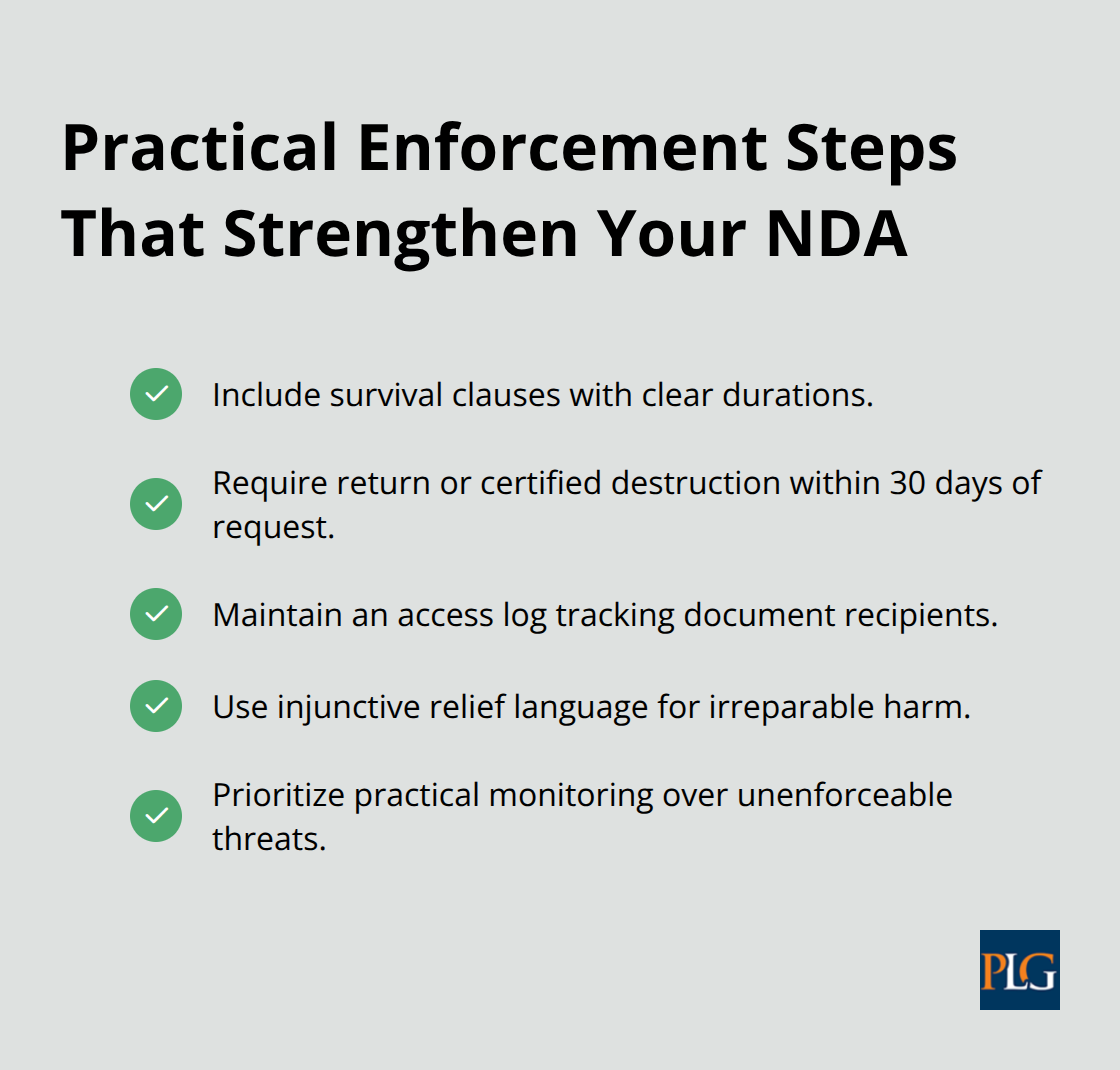 Actionable post-signing controls for NDA enforcement - startup NDA agreements