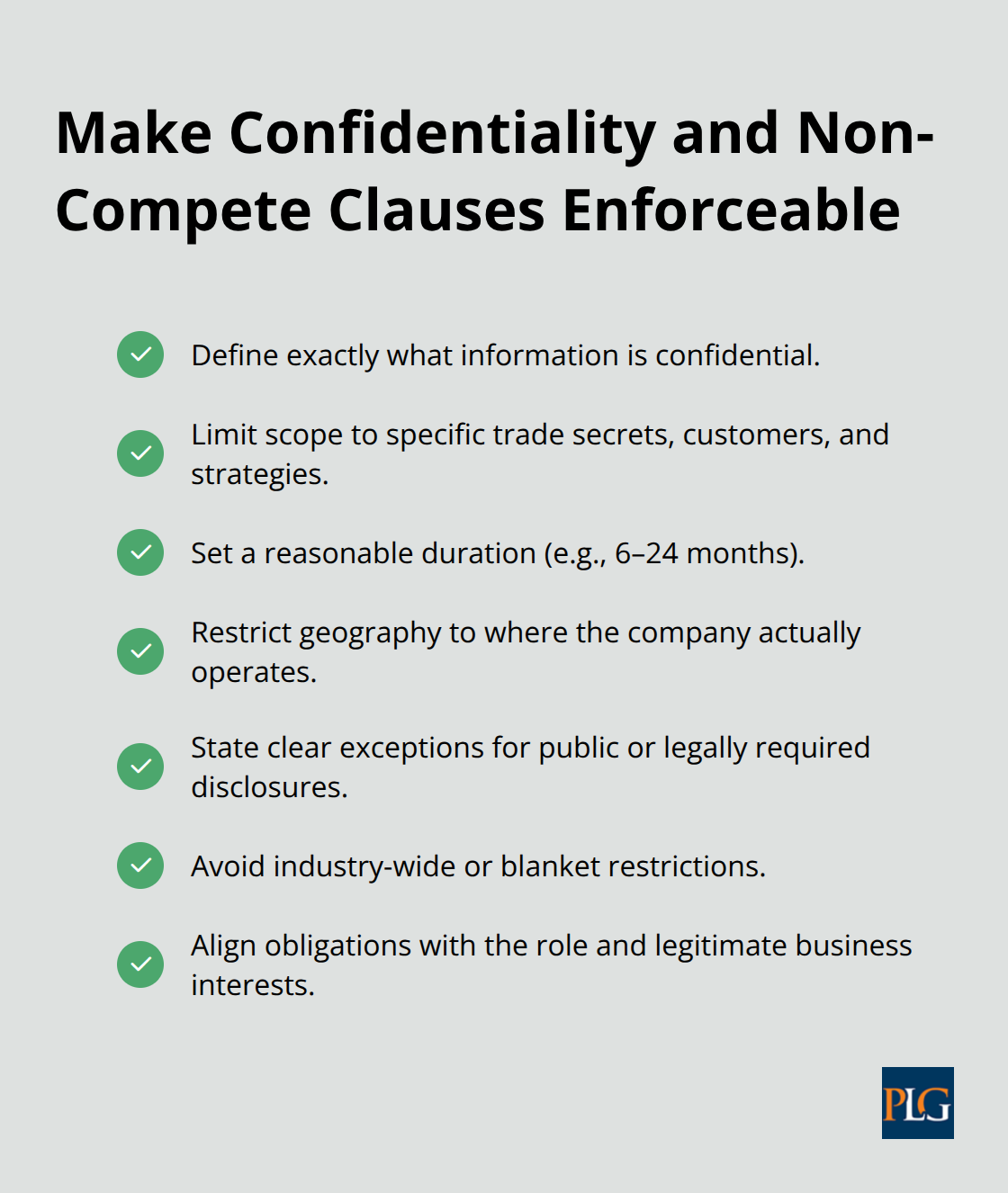 Checklist of best practices for drafting confidentiality and non-compete clauses for U.S. startups - Tech startup agreements